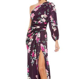 Mac Duggal Plum Purple Floral One-Shoulder Gown